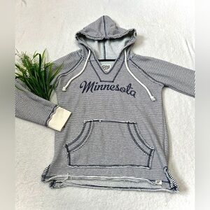 Blue84 Minnesota Striped V-Neck French Terry Hooded Sweatshirt - Small